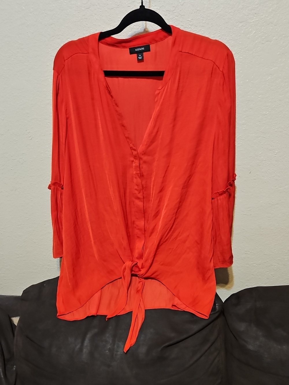 Alfani Bright Red Tie-Front Blouse